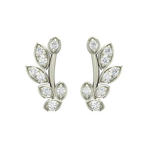 NOVAMART Fine Premium 925 Sterling <b>Silver</b> <b>Stud</b> <b>Earrings</b> for Women Girls-Plant Water Drop Shapes Princess Cut Diamond Accent 14k - Product Image 1