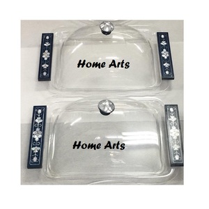 Handmade Acrylic Dessert Server With Lid Set Of 2 Customized Shapes Chocolates Dates Server With Lid At Best Price - Product Image 1