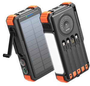 Power Bank Solare Impermeabile 20000mAh <span class=keywords><strong>2026</strong></span> con Generatore a Manovella Wireless 20W, Ricarica Rapida, Luce LED da Campeggio, Batteria Li-Polimero - Product Image 3