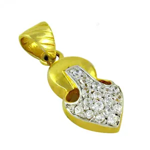 Pendentif en forme de cœur plaqué or avec incrustation de cristaux, charme à thème romantique pour cadeau, bijoux de mode unisexe - Product Image 3