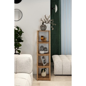 Mesa auxiliar esquinera de madera de pino del Atlántico Norte de 5 niveles, estante esquinero y soporte para plantas - Product Image 1