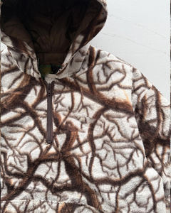 Sweat à capuche en polaire camouflage d'hiver pour homme, motif réaliste de branches d'arbre, camouflage neige, fermeture éclair quart de tour, pull lourd, parka d'extérieur - Product Image 2