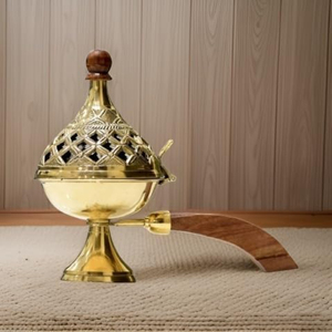 Quemador de incienso Dani Lobandan Dhoop de latón de diseño de lujo con mango de madera para decoración de oficinas en el hogar quemador de incienso a bajo precio - Product Image 2