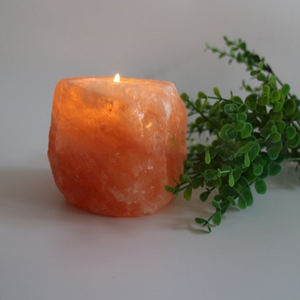 Bougie naturelle en gros de lampe de sel de roche de l'Himalaya avec le style sculpté de fleur - Product Image 3