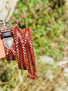 Hand Weaved Woven Leather Men's Pant Belt <b>Pin</b> Buckle Weight Custom Logo Size Factory Box Direct Manufactured Bulk Luxury Fashion - Product Image 5
