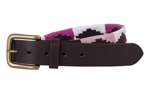 Cinturón de polo Rosa patrón blanco cuero Premium, hebilla vintage, accesorio de moda unisex | OEM disponible | Divine International - Product Image 2