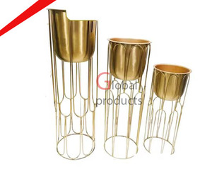 Macetero de Metal con Diseño Elegante para Decoración del Hogar, Soporte para Plantas, Macetero Dorado para Bodas - Product Image 3