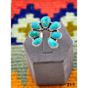 Bague Naja ajustable en turquoise émeraude et argent sterling, faite à la main dans le sud-ouest, bijou de collection culturelle - Product Image 1