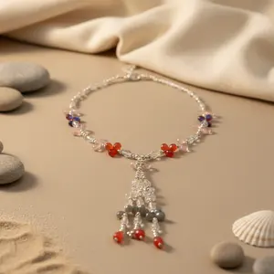 Collar de Flores con Cuentas de Colores y Piedras Preciosas para Mujer, Diseño en Capas a la Moda - Product Image 3