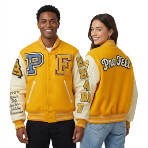 Veste universitaire d'hiver OEM ODM en laine mélangée, style streetwear personnalisé brodé, veste de baseball universitaire pour hommes - Product Image 2