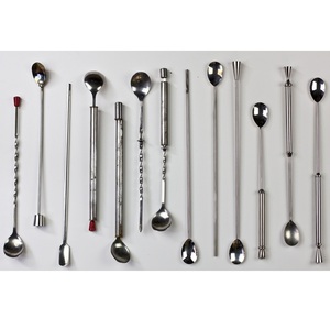 Cuillère à Cocktail en Acier Inoxydable, Palette de Mélange Torsadée, Argent avec Fourchette - Product Image 3