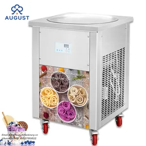 Machine commerciale de fabricant de rouleau de crème glacée frite thaïlande rouleau machine à crème glacée frite grande casserole carrée ou ronde