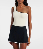JSN 2026 Maillot de bain une pièce sexy personnalisé pour femme, couleur unie, asymétrique à une épaule, avec jupe de plage, dos nu, tendance, vêtements de plage