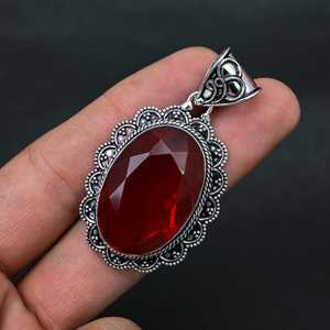 จี้โกเมนสีแดงเงินสเตอร์ลิง925ทำด้วยมือเครื่องประดับจี้สร้อยคอดีไซน์ไม่เหมือนใครของขวัญคริสต์มาส - Product Image 5