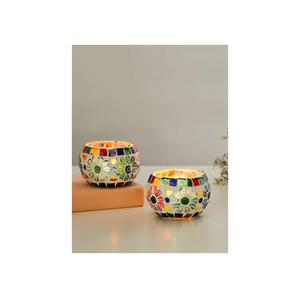 Mosaic Candle Votive Interior Home Decor Highly Glass T-<b>light</b> Holder <b>Fresh</b> Colored Decor Night Theme Design - Product Image 3