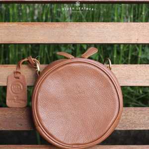 Premium Round <b>Crossbody</b> Bag Compact & Stylish Genuine Leather Circle <b>Purse</b> with Adjustable Strap Minimalist Design for Women - Product Image 5