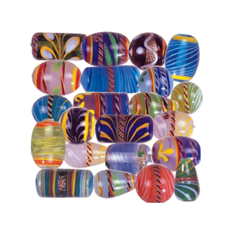 Огромная продажа украшенных перьями стеклянных бусин в полоску для изготовления ювелирных изделий «DIY» в нескольких цветах от оптового дистрибьютора