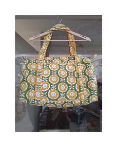 Bolsa de lona de algodón acolchada con flor mostaza estilo bohemio de verano Sun Petal Garden Green Blossom Tote para viajes - Product Image 1
