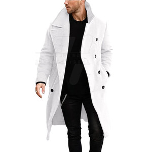 Abrigo largo simple para hombre con dobladillo recto y diseño elegante Abrigo largo de estilo urbano para hombre con cuello plegable - Product Image 1