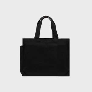<b>Large</b> 12oz Recycled Black <b>Canvas</b> Tote <b>Bag</b> Side Pocket Medium Size Beach <b>Bag</b> for Advertising Food Heat Transfer Made Cotton PP - Product Image 1