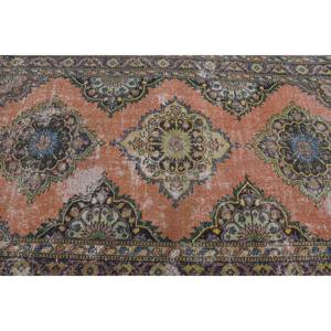 Tapis turc vintage vert orange 4,5x12,9 pieds - Product Image 5