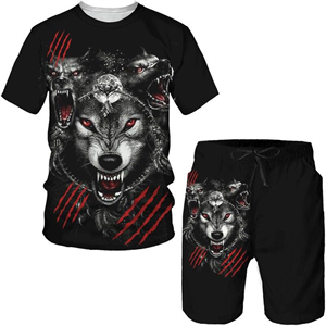 Summer 3D Wolf Printed Men's T-Shirt/Suit Hip Hop O-Neck Short Sleeve Tees & Shorts Two Piece Set Cool Animal Sportswear Tracksuit - Product Image 5