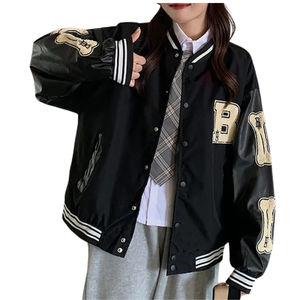 Hip Hop Color Block Jacket Letterman Varsity Chaquetas Mujer-Venta caliente Prendas de abrigo de moda Perfecta para el estilo casual - Product Image 6