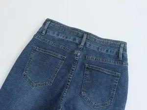 2023กางเกงคาร์โก้สไตล์บอยเฟรนด์เอวสูง, กางเกงยีนส์เอวสูงมีกระเป๋าโลโก้คลาสสิกฟอกสีใส่สบายตลอดทั้งปี - Product Image 5