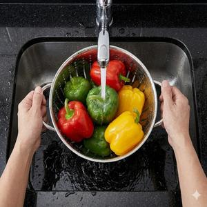 Premium Stainless Steel Round <b>Colander</b> with Ventilated Drain Design Eco-Friendly Dishwasher Safe Foldable - Product Image 1