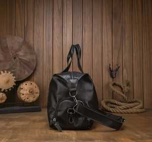 Modèle personnalisé week-end d'affaires en plein air hommes femmes 2 tons luxe en cuir véritable voyage sacs de voyage - Product Image 3