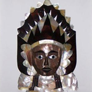 Cadre mural en forme de masque, bijoux en coquillage, motif de masque, taille mixte 20x25cm, masque en coquillage sculpté - Product Image 1