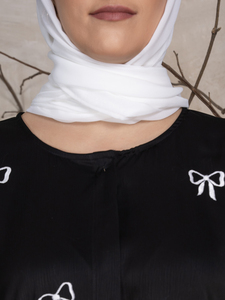 2025 nouveau Design vêtements islamiques OEM ODM noir islamique Abaya pour les femmes en gros broderie nœud papillon 100% Polyester tissu Abaya - Product Image 2