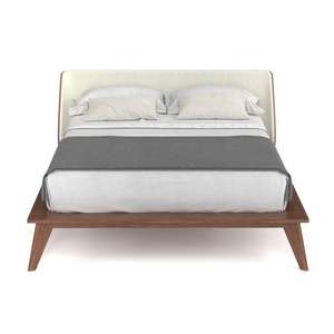 Estructura de cama de plataforma minimalista con cabecero tapizado - Product Image 1
