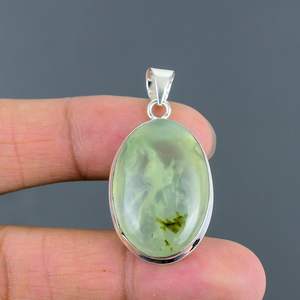 Colgante clásico elegante de Plata de Ley 925 con piedra preciosa Prehnita para regalos de fiesta colgantes y dijes finos - Product Image 2