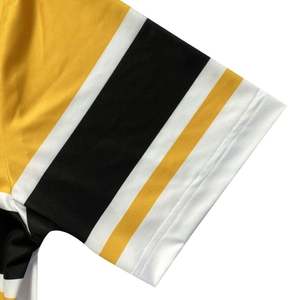 Camisa de Golf Blanca Handee con Rayas Horizontales Negras/Amarillas, Ropa de Golf Premium - Product Image 5
