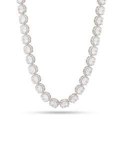 Cadena de eslabones de diamante de corte redondo de lujo chapado en oro elegante Ajuste de plata pieza brillante clásica para hombres y mujeres - Product Image 2