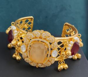 Pulsera de Doble Capa y Fusión de Polki Hecha a Mano, Calidad Premium, Hermoso Diseño, Perfecta para Ocasiones Festivas y Fiestas - Product Image 4