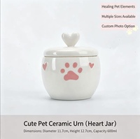 Urne funéraire en céramique pour animaux de compagnie, urne commémorative pour chat et chien avec couvercle, design empreinte de patte, pour la perte d'un animal, cadeau pour les funérailles