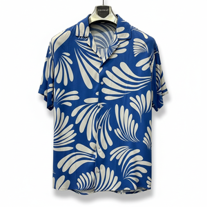 Camisa de manga corta para hombre con estampado moderno – Corte relajado, tela ligera, diseño elegante de verano para uso informal, atuendo festivo - Product Image 2
