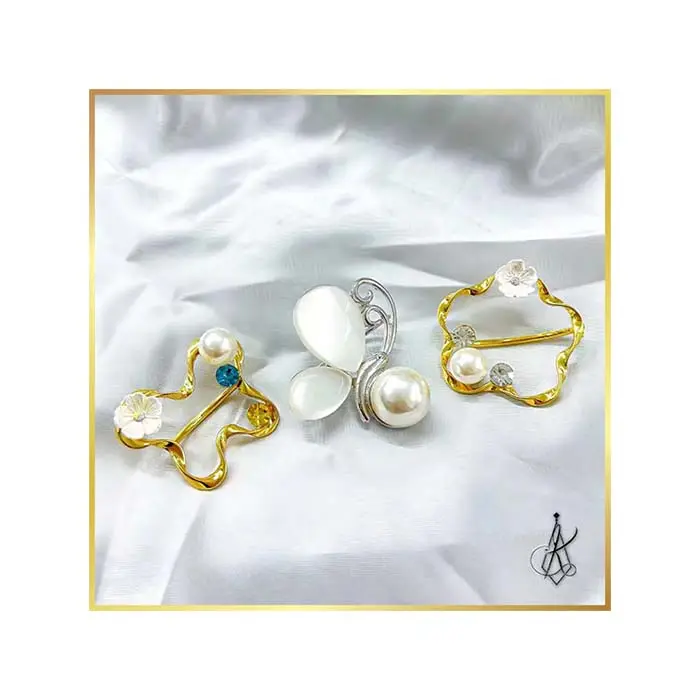 Good Quality Unisex Pearl Ring Fashion Brooch Perfect For Malay Scarf Buckle Decoration Outfit Accessories