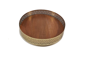 Design Premium Vente Chaude Nouveau Ramadan Eid Or Argent et Plateau en Bois avec Bord Large pour les Fruits et Desserts Serveur - Product Image 4