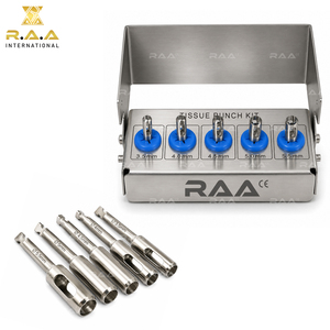 R.A.A.INTERNATIONAL Dental Implant Tissue <b>Punch</b> Kit 5-Piece Manual Steel <b>Punch</b> <b>Set</b> Storage Case CE Certified RAA-137 Silver - Product Image 6