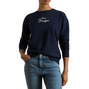 Sudadera Premium con Cuello Redondo y Bordado de Insignia para Mujer, Mezcla de Algodón de Lujo, Cálida para Invierno, Peso Medio, Logotipo Frontal - Product Image 1