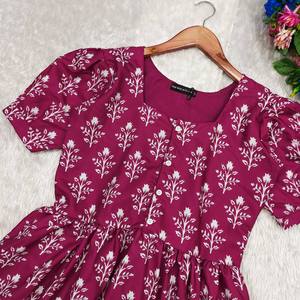 ชุดเดรสผ้าไหมพิมพ์ลายดอกไม้สำหรับผู้หญิงชุดเดรสวันพีซแขนยาวสไตล์ salwar สำหรับผู้ใหญ่ - Product Image 5