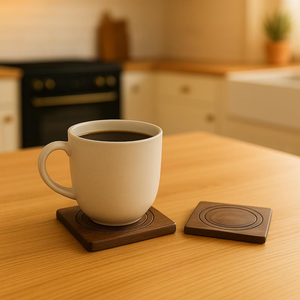Juego de posavasos de madera tallada de primera calidad con soporte de diseño rústico para mesa de comedor y almacenamiento de tazas de La India - Product Image 2