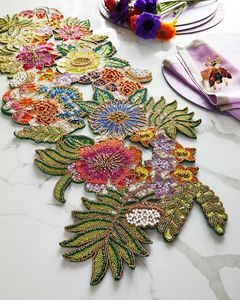 Posavasos de mesa de cristal redondo de 14 pulgadas hecho a mano, alfombrillas y almohadillas de cuentas verdes elegantes y elegantes, alfombrilla de mesa de cristal, muebles para el hogar - Product Image 2