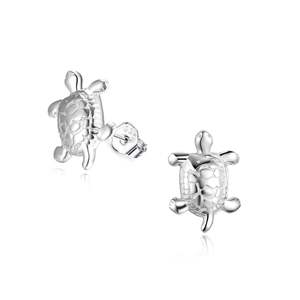 Orecchini a Perno Trendy Placcati Oro a Forma di Tartaruga in Argento Sterling e Oro Rosa con Zirconi Diamantati e Perle per Regalo di Matrimonio o Fidanzamento - Product Image 1