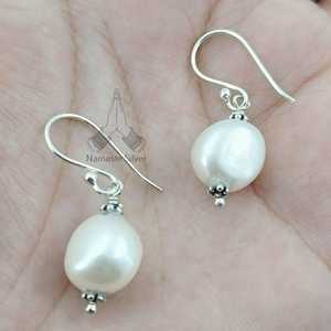 ต่างหูมุกบาโรกแบบห้อย, เงินแท้ 925 ประดับมุกน้ำจืดเคชิธรรมชาติ - Product Image 6