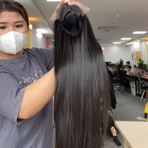 Alta calidad Virgen Remy Natural recto HD encaje peluca máquina doble trama transparente encaje Vietnam mejor proveedor extensión de cabello - Product Image 4