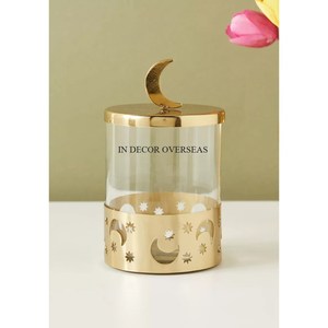 Juego único de vidrio transparente de textura elegante de 2 botes de almacenamiento de dulces y chocolates con tapa superior de diseñador de pájaros de metal de la India - Product Image 6